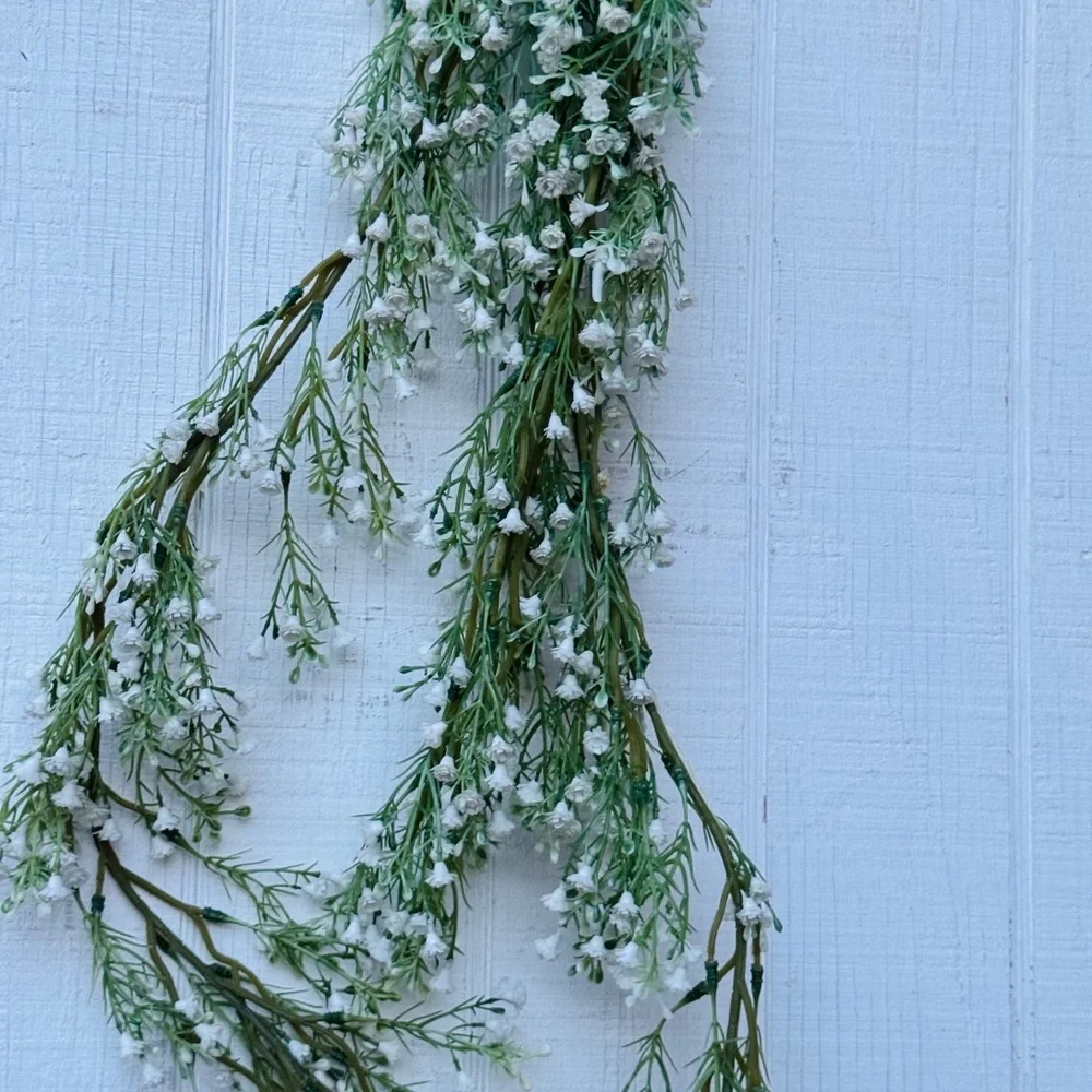 Artificial Baby's Breath Hanging Garland White/Green Flower Stem Spray Bush new